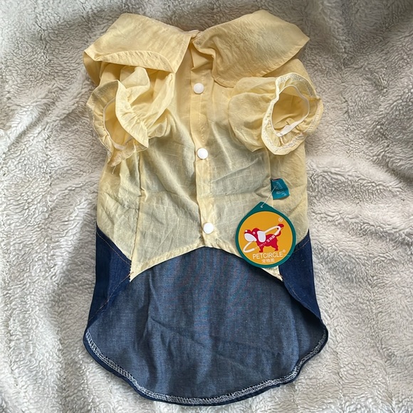 NWT Adorable PetCircle Yellow & Denim Dress Shirt With Snap Buttons - Picture 6 of 6